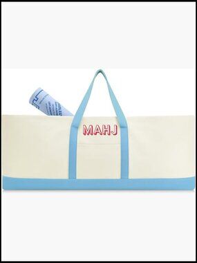 Canvas Mahjong Tile Carrying Tote Bag Large Capacity Tiles Rack Mat Storage